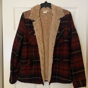 White Crow Plaid and Fuax Suede Light Jacket